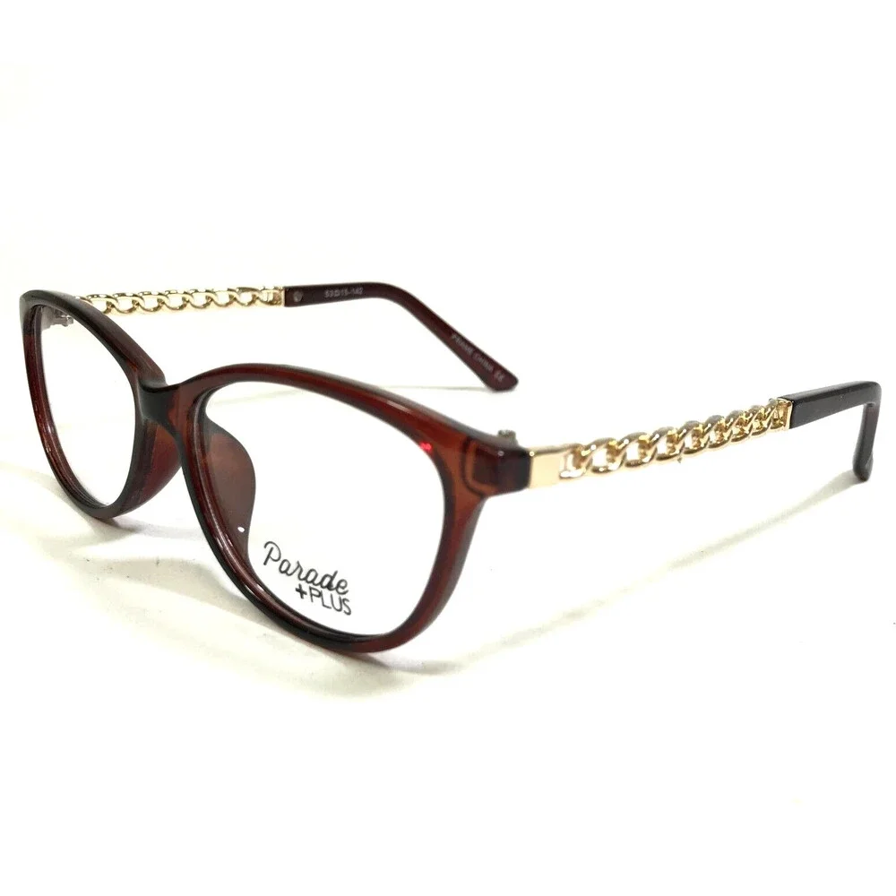 Parade Eyeglasses Frames 2120 BROWN Clear Gold Chains Full Rim 53-15-142